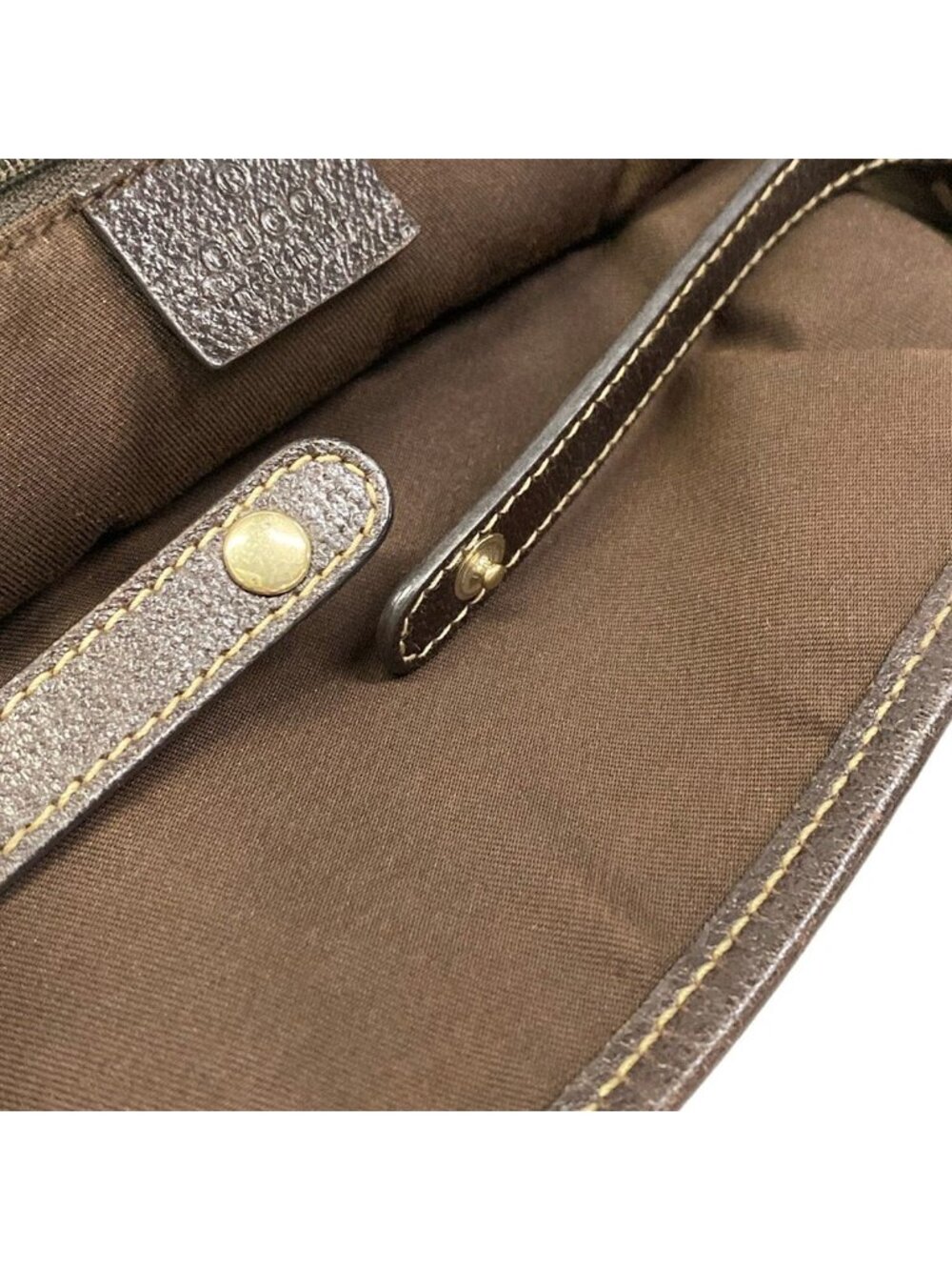 Gucci Tote Beige Dark Brown Leather - Picture 11 of 15